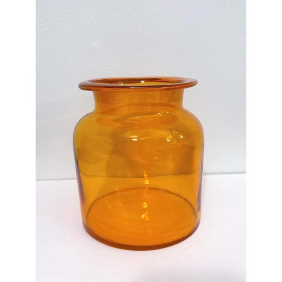 Vintage MCM Cylinder Jar By Takahashi Orange Glass Missing Lid - Picture 1 of 8